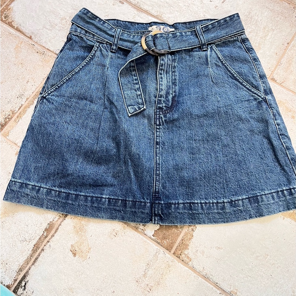 Free people Denim mini skirt with belt front and front and back pockets